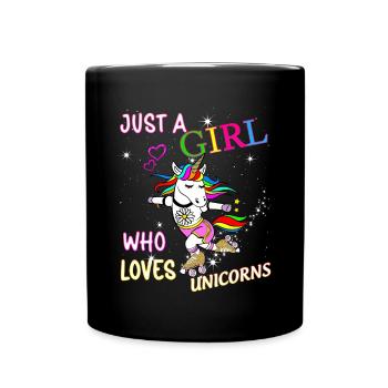 Just Une Fille Qui Aime Les licornes - Mug uni - noir - Devant