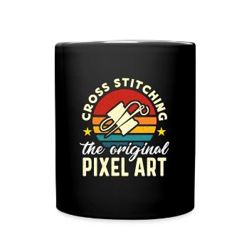 Couture de croix Le tricot rétro Pixel original - Mug uni - noir - Devant