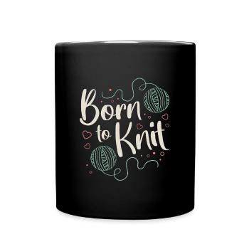 Crocheting Born To Knit Needlework Crochet Lover - Full Colour Mug - black - Front
