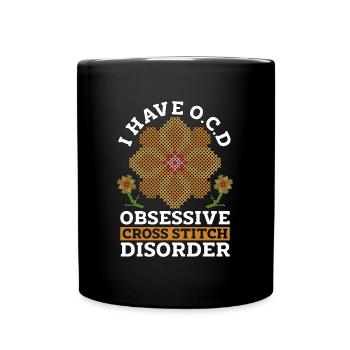 Point de croix J’ai O.C.D Couture croisée obsessionnelle - Mug uni - noir - Devant