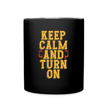 Tournage sur bois Restez calme et tournez Atelier Tourneur sur bois - Mug uni - noir - Devant