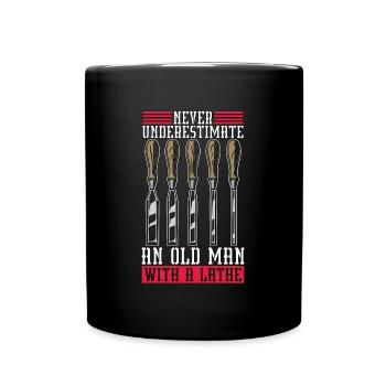 Woodturning Never Underestimate An Old Woodworker - Full Colour Mug - black - Front