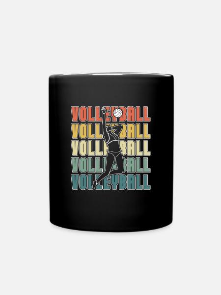 Beach Volleyball Retro Volleyball Set Beachball - Ensfarvet krus - sort