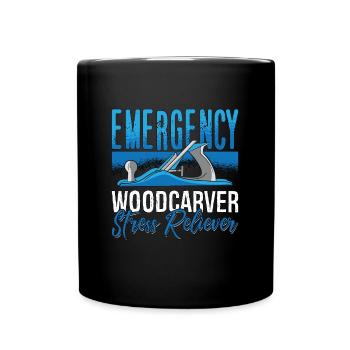 Sculpture sur bois Sculpture sur bois d’urgence Travail du bois - Mug uni - noir - Devant