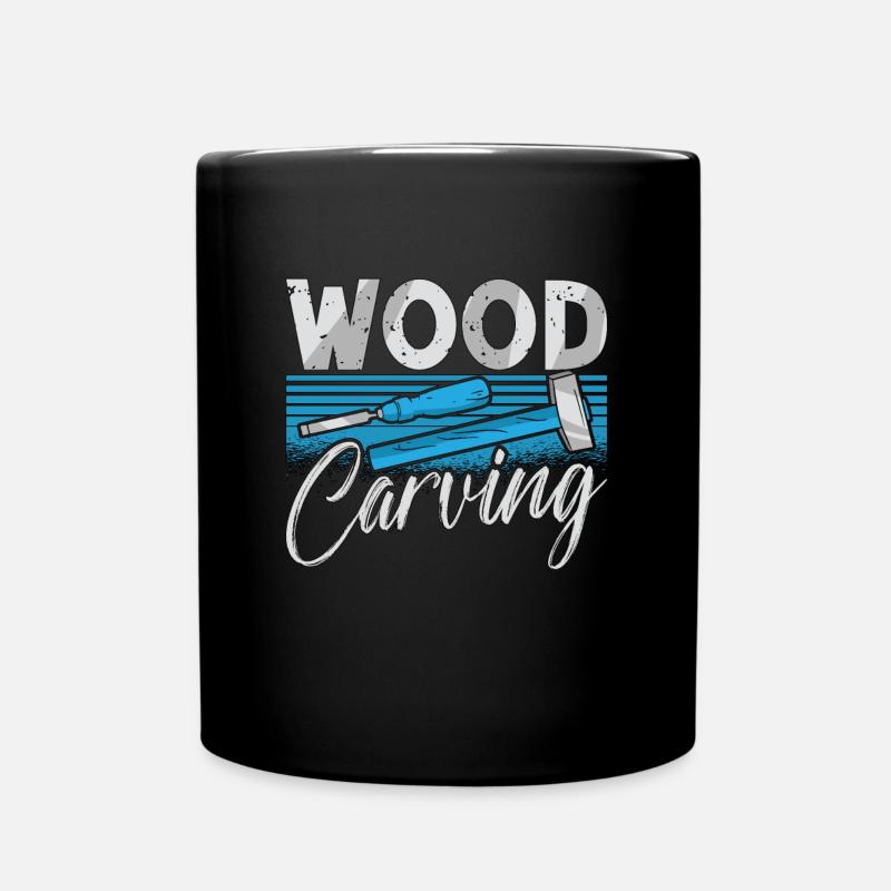 Sculpture sur bois Bûcheron Sculpture sur bois - Mug uni - noir