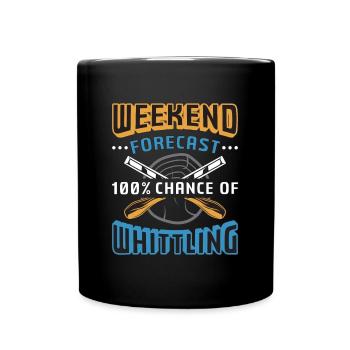 Wood Carving Weekend Forecast 100% Chance Carving - Full Colour Mug - black - Front