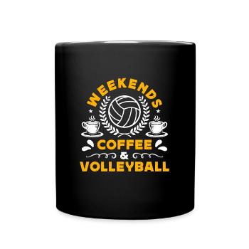 Beach Volleyball Weekends Coffee & Volleyball Set - Full Colour Mug - black - Front