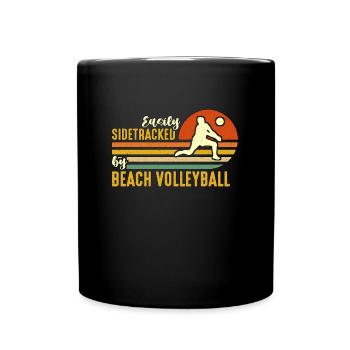 Beach Volleyball Easily Sidetracked By Volleyball - Full Colour Mug - black - Front