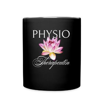 Physiotherapist, masseuse, massage, lotus flower - Full Colour Mug - black - Front
