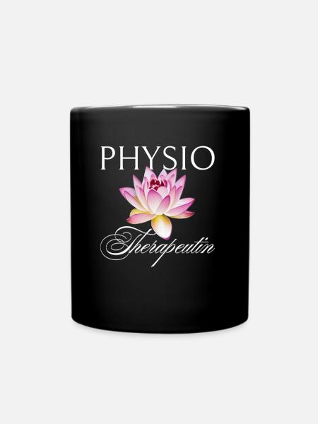 Physiotherapist, masseuse, massage, lotus flower - Full Colour Mug - black