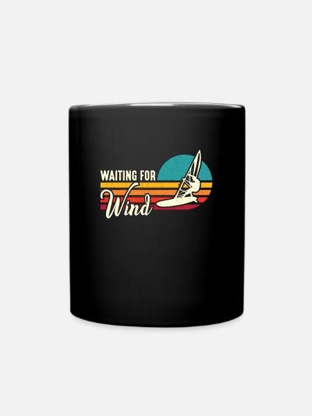 Windsurfing Waiting For Wind Retro Water Sports - Full Colour Mug - black