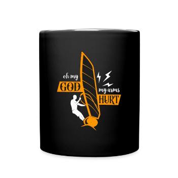 Planche à voile Oh mon Dieu Mes bras blessés Aime la planche de surf - Mug uni - noir - Devant
