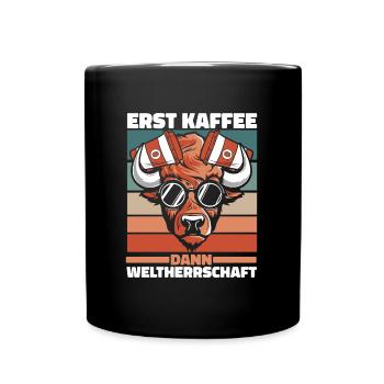 Bison Büffel Kaffee - Tasse einfarbig - Schwarz - Vorne