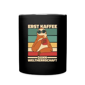Faultier Kaffee - Tasse einfarbig - Schwarz - Vorne