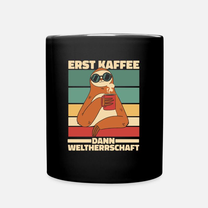 Faultier Kaffee - Tasse einfarbig - Schwarz