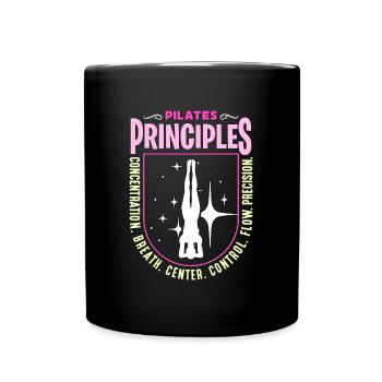Principes de Pilates Concentration Respiration Méditation - Mug uni - noir - Devant