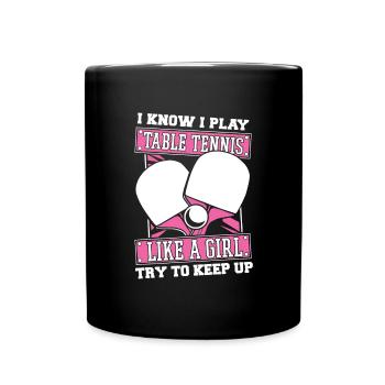 Tischtennis Pingpong Mädchen - Tasse einfarbig - Schwarz - Vorne