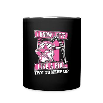 Diving Diver Girl - Full Colour Mug - black - Front