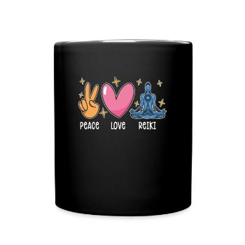 Reiki Peace Love Reiki Spiritual Energy Healing - Full Colour Mug - black - Front