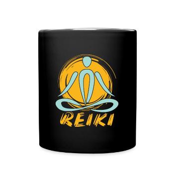 Reiki Meditation Energy Healing Reiki Treatment - Full Colour Mug - black - Front