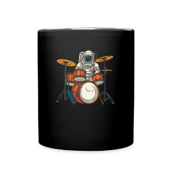 Schlagzeug Drummer Schlagzeuger Astronaut - Tasse einfarbig - Schwarz - Vorne