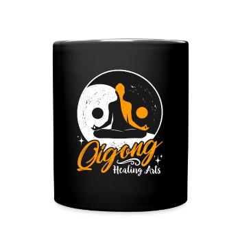 Qigong Healing Arts Yin Yang Tai Chi Meditation - Full Colour Mug - black - Front