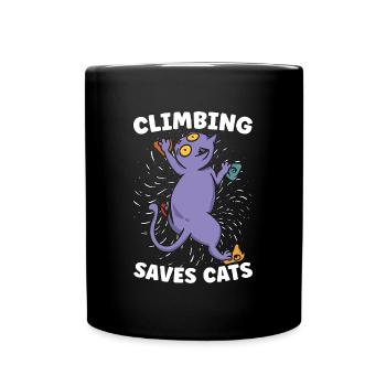 Rock Climbing Saves Cats Loves Mountain Climbing - Full Colour Mug - black - Front