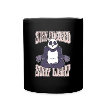 Yoga Niedlich Panda Macht Yoga - Tasse einfarbig - Schwarz - Vorne