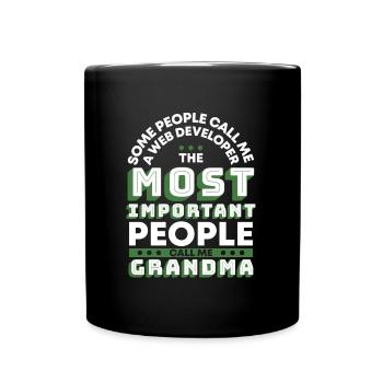 Web Entwickler Webdeveloper Oma - Tasse einfarbig - Schwarz - Vorne