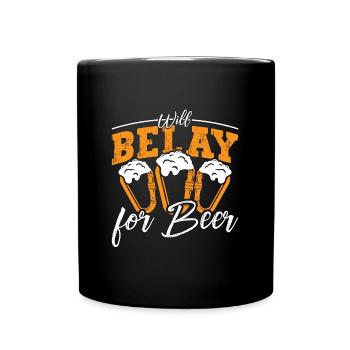 Indoor Climbing Will Belay For Beer Mountaineer - Full Colour Mug - black - Front