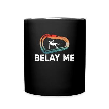 Indoor Climbing Belay Me Retro Boulder Mountaineer - Full Colour Mug - black - Front