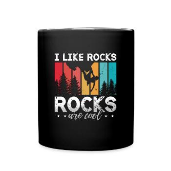 Rock Climbing I Like Rocks Rocks Are Retro Boulder - Full Colour Mug - black - Front