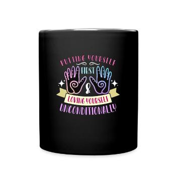 Reiki Putting Yourself First & Loving Meditation - Tasse einfarbig - Schwarz - Vorne