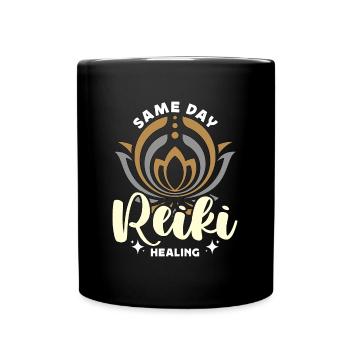 Reiki Same Day Reiki Healing Healer Meditation - Full Colour Mug - black - Front