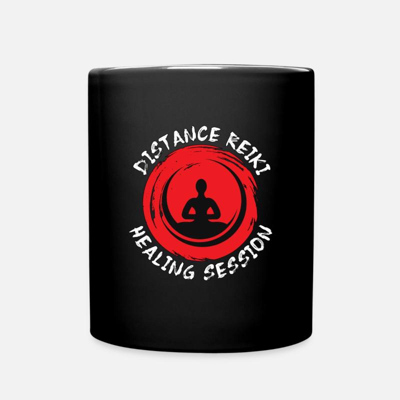 Reiki Distance Reiki Healing Session Meditation - Full Colour Mug - black
