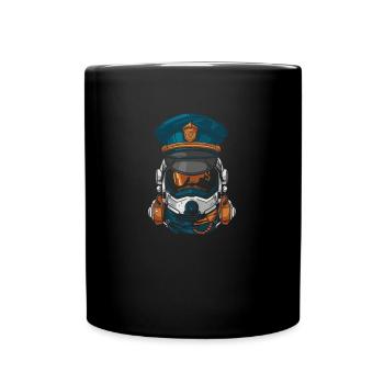 Polizist Polizei Astronaut - Tasse einfarbig - Schwarz - Vorne