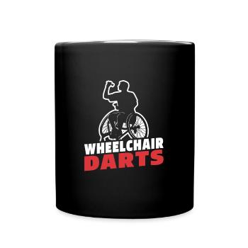 Dart Dartspieler Rollstuhl - Tasse einfarbig - Schwarz - Vorne