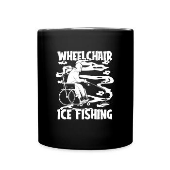 Eisfischen Eisangeln Rollstuhl - Tasse einfarbig - Schwarz - Vorne
