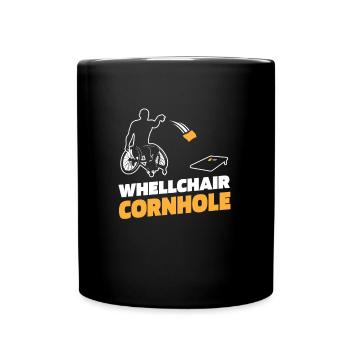 Cornhole Sackloch Spiel Rollstuhl - Tasse einfarbig - Schwarz - Vorne