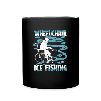 Eisfischen Eisangeln Rollstuhl - Tasse einfarbig - Schwarz - Vorne