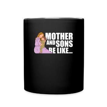 Mom Mutter Sohn - Tasse einfarbig - Schwarz - Vorne