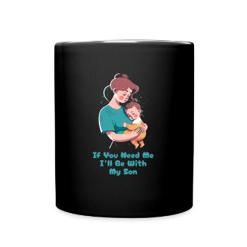 Mom Mutter Sohn - Tasse einfarbig - Schwarz - Vorne