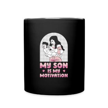 Mom Mutter Sohn - Tasse einfarbig - Schwarz - Vorne