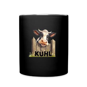 Kuhl - coole Kuh Kühe witzige Landwirte und Bauern - Tasse einfarbig - Schwarz - Vorne