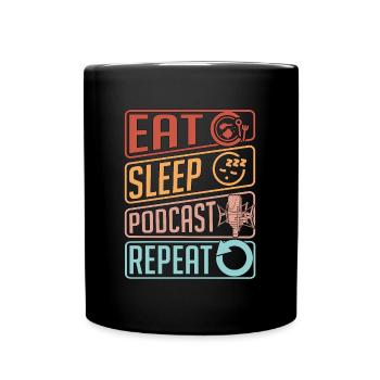 Podcasting Eat Sleep Podcast Microphone Podcaster - Mug uni - noir - Devant