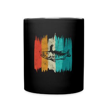Angler Motif - Fishing Fishing Retro - Full Colour Mug - black - Front