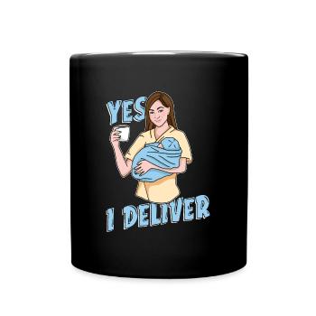Ob/Gyn Nurse Yes I Deliver Baby Catcher OB Nurse - Full Colour Mug - black - Front