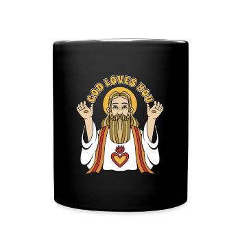 Clergé, Dieu vous aime, pasteur, religieux, ecclésiastique - Mug uni - noir - Devant