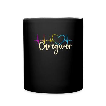 Caregiving Caregiver Heartbeat Loves Caretaker - Full Colour Mug - black - Front