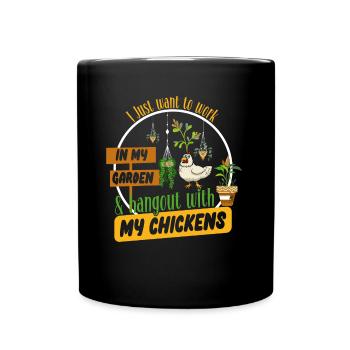 Gardening Chickens Farmer Chickens Lovers Garden - Full Colour Mug - black - Front